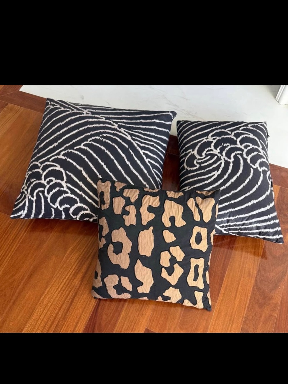 Bloomingdale’s Decorative Pillow Black Tan Leopard Accent Pillow & 2 Zebra print